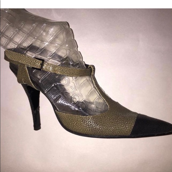 RARE! auth CHANEL stingray SHAGRENE size 38 heels - Picture 8 of 8